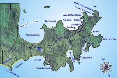 Map of Praia Rasa - Flat Beach Buzios