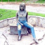 Bardot Statue sitting on suitcase in Buzios Bardot Statue sitting on suitcase in Buzios
